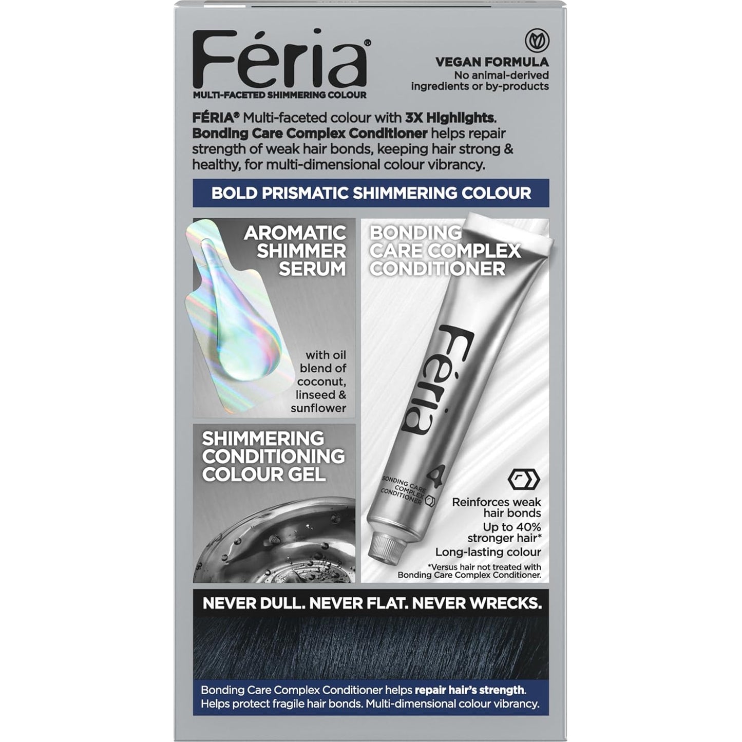 L'Oreal Paris Feria Multi-Faceted Shimmering Permanent Hair Color, 21 Starry Night (Bright Black), Pack of 1 Hair Dye Kit