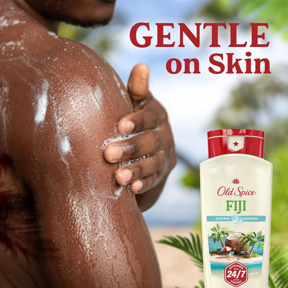 Old Spice Cleansing Body Wash for Men, 24/7 Shower Fresh with Lasting Scent, Cleanse & Refresh, Gentle on Skin, Vitamin B3, Fiji with Palm Tree + Coconut Scent, 18 oz (Pack of 4)