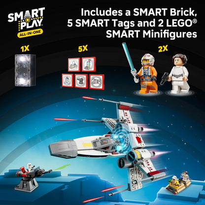 LEGO Star Wars SMART Play: Luke’s Red Five X-Wing Interactive Building Toy - All-in-One Set - Reacts to How You Move and Play with a SMART Brick - Gift for Boys, Girls, Kids Ages 6+ - 75423