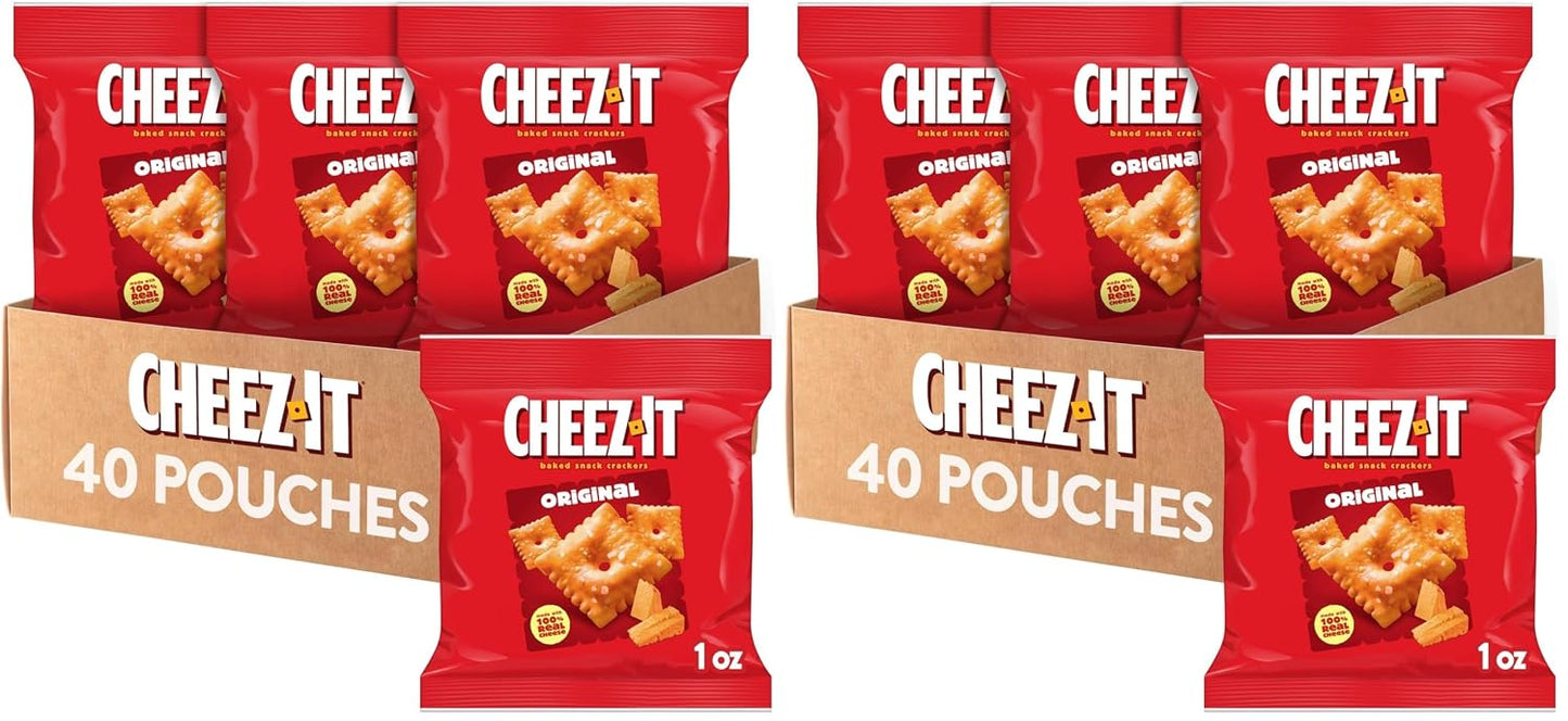 Cheez-It Cheese Crackers,Baked Snack Crackers,Lunch Snacks,Original,(Pack of 80)