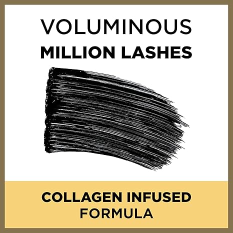 L’Oreal Paris Makeup Voluminous Million Lashes Mascara, Volumizing Collagen Infused Eye Makeup, Amplifying Mascara Brush, Washable, Blackest Black, 0.3 Fl Oz., 2 Count