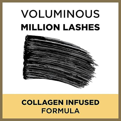 L’Oreal Paris Makeup Voluminous Million Lashes Mascara, Volumizing Collagen Infused Eye Makeup, Amplifying Mascara Brush, Washable, Blackest Black, 0.3 Fl Oz., 2 Count