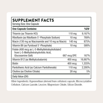 Thorne Basic B Complex, 8 Active B Vitamins & Choline, 60 Capsules