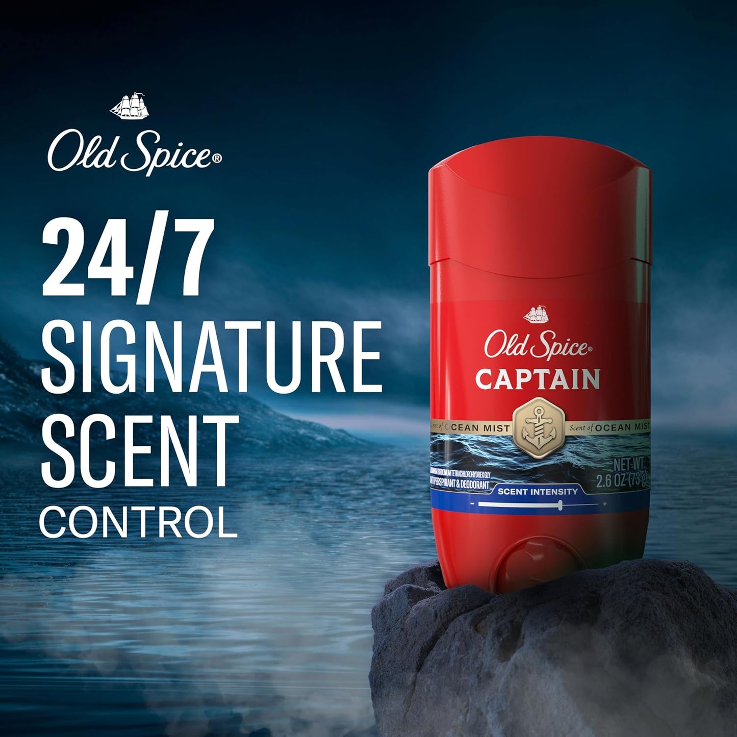 Old Spice Antiperspirant Deodorant for Men, 24/7 Sweat & Odor Protection, 24/7 Lasting Freshness, Invisible Solid, Captain with Bergamot Scent, 2.6 oz (Pack of 6)