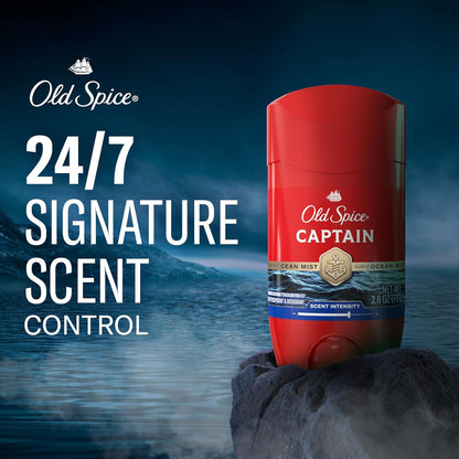 Old Spice Antiperspirant Deodorant for Men, 24/7 Sweat & Odor Protection, 24/7 Lasting Freshness, Invisible Solid, Captain with Bergamot Scent, 2.6 oz (Pack of 6)