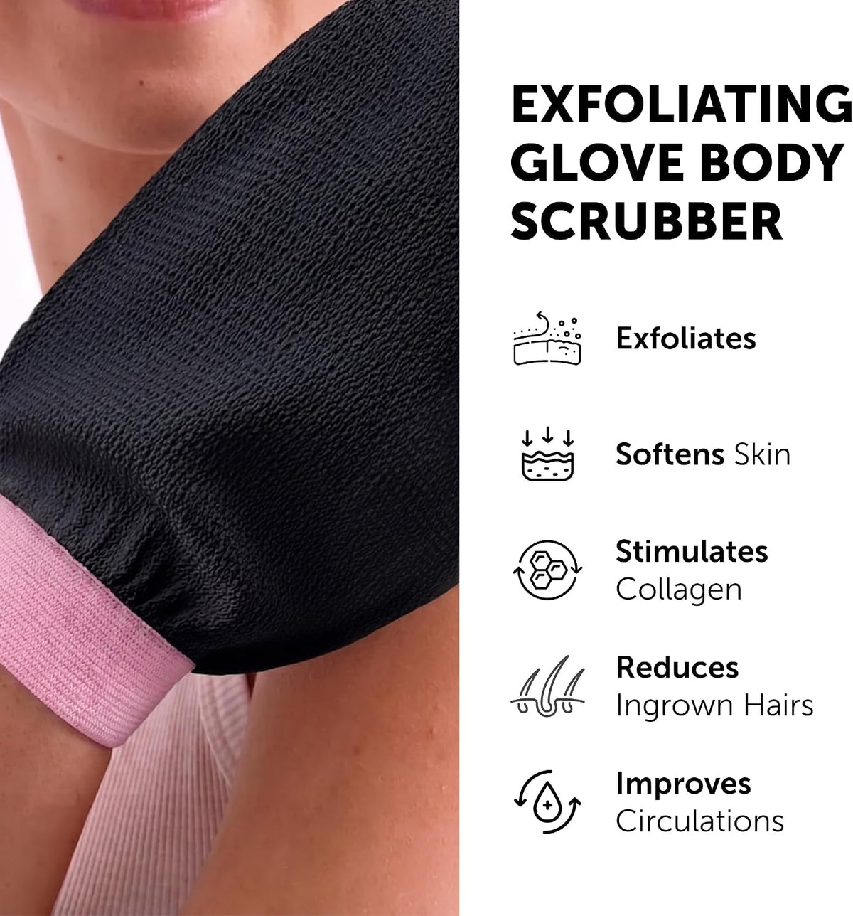 VALITIC Exfoliating Glove Body Scrubber Mitt for Shower, 1 Blackpink