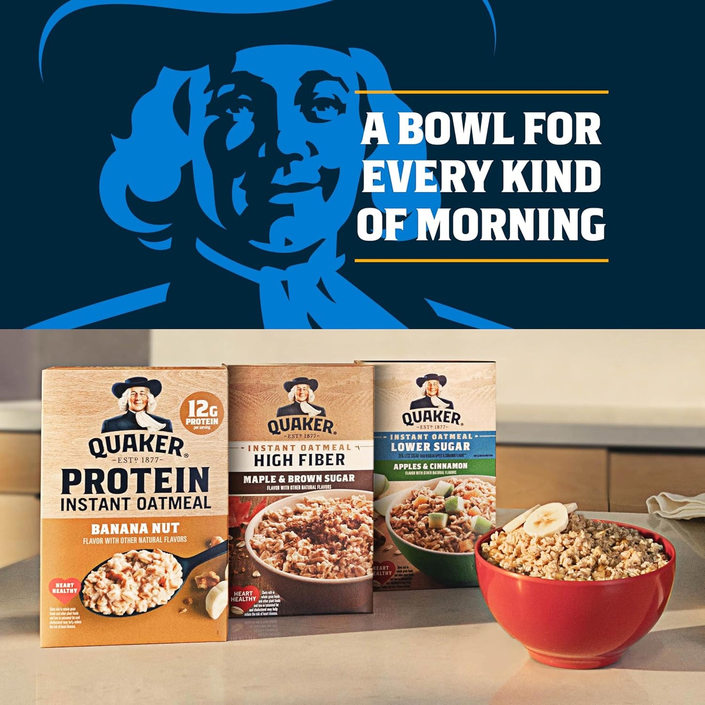 QUAKER Instant Oatmeal, USDA Organic, Non-GMO Project Verified, 3 Flavor Variety Pack, Individual Packets, 32 Count (Pack of 1)