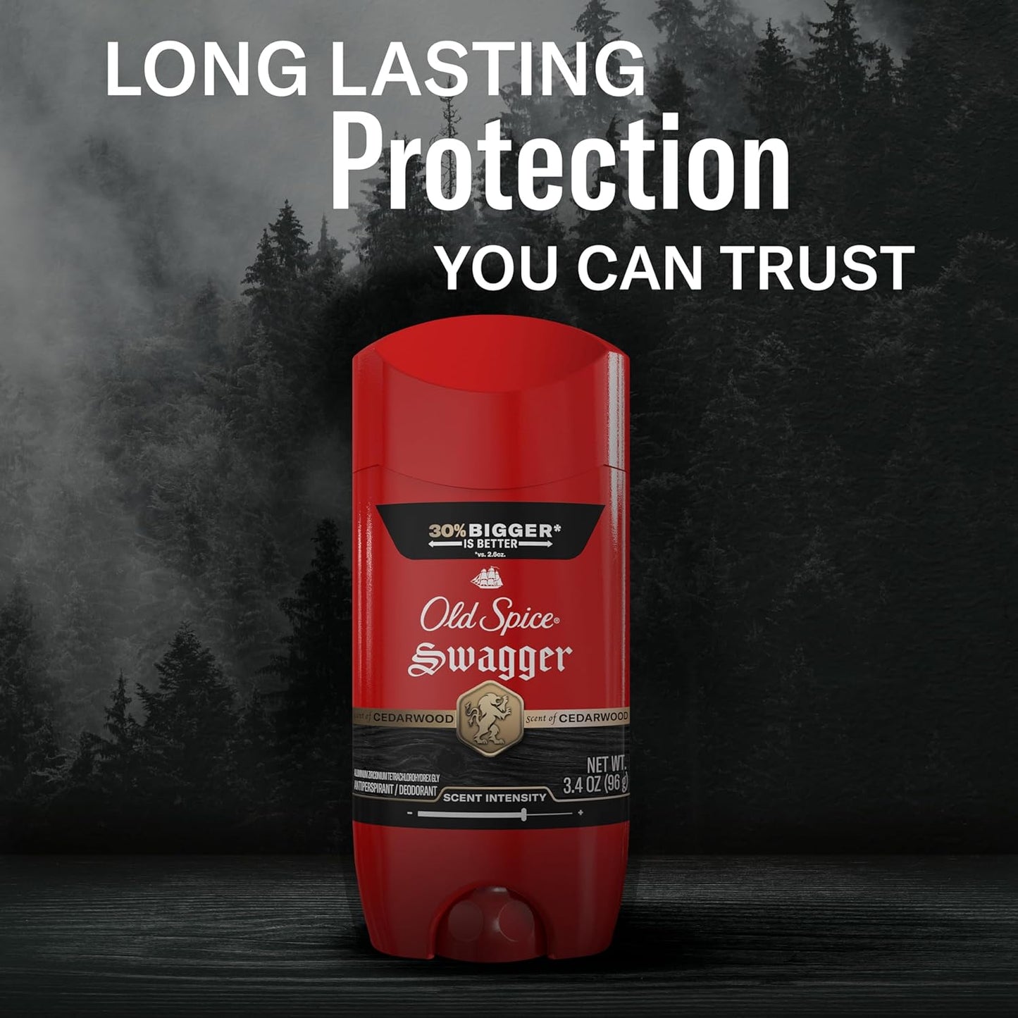 Old Spice Antiperspirant Deodorant for Men, 24/7 Sweat & Odor Protection, 24/7 Lasting Freshness, Invisible Solid, Swagger with Cedarwood Scent, 3.4 oz