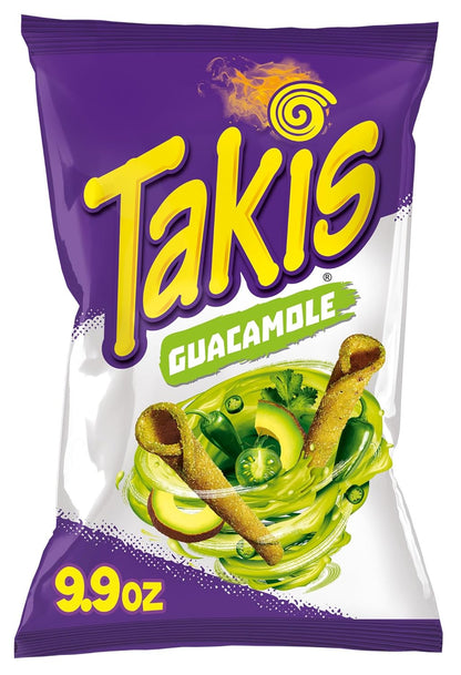 Takis Guacamole 9.9 oz Sharing Size Bag, Guacamole Flavored Mild Spicy Rolled Tortilla Chips
