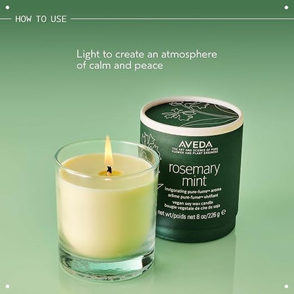 Aveda Rosemary Mint Vegan Soy Wax Candle | Invigorating Aroma of Certified Organic Peppermint, Spearmint, Rosemary | 100% Naturally Derived*