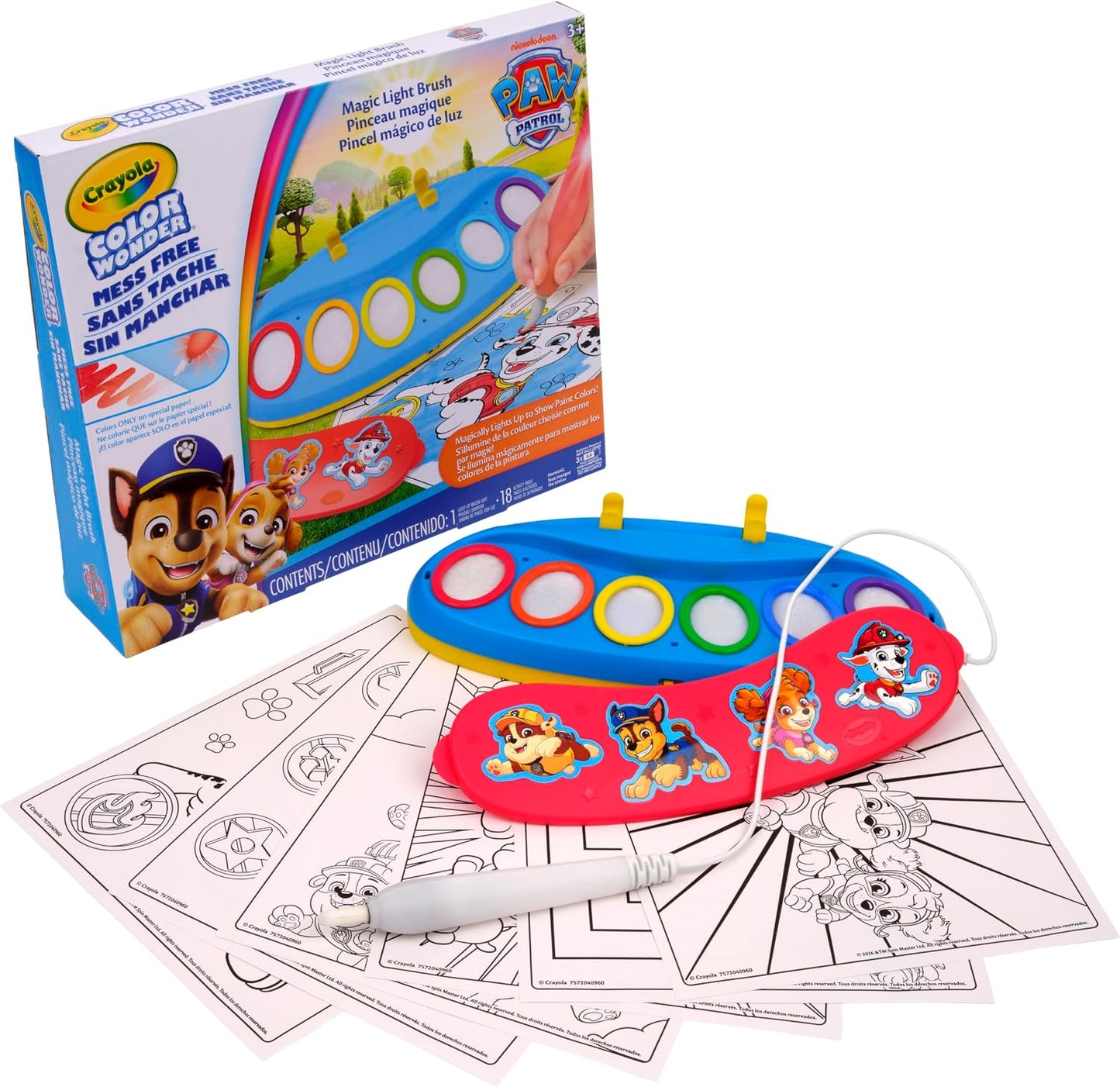 Crayola PAW Patrol Color Wonder Magic Light Brush – Mess Free Painting Kit for Kids with Lightup Brush, Gift for Toddlers, Preschool Art Activities, Ages 3+