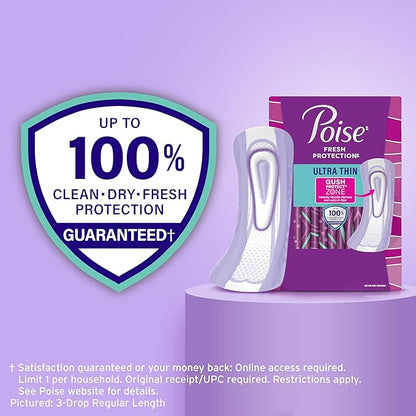 Poise Ultra Thin Incontinence & Postpartum Pads for Bladder Leaks, 5 Drop Maximum Absorbency, Long Length, 36 Count (Packaging May Vary)
