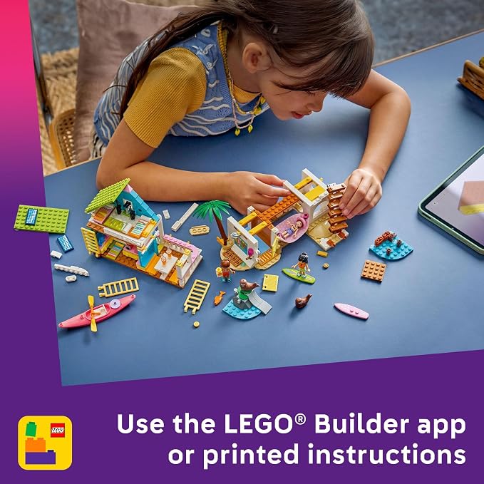 LEGO Friends Beach House with Seals Building Toy for Girls & Boys - Pretend Play Set for Kids, Ages 7+ - W/3 Minidolls, 2 Toy Animals, & Accessories - Gift Idea for Birthdays - 42699