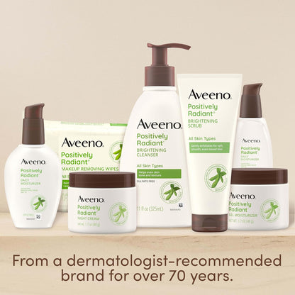 Aveeno Positively Radiant Skin Brightening Daily Facial Scrub with Moisture-Rich Soy Extract, Gently Exfoliates & Cleanses for Soft, Smooth, More Even-Toned Skin, Hypoallergenic, 7 oz