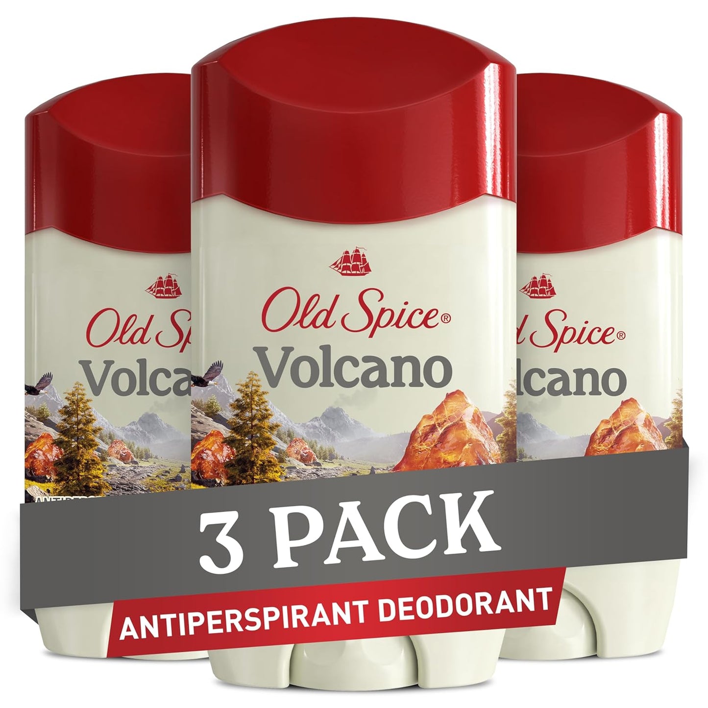 Old Spice Antiperspirant & Deodorant for Men, 24/7 Sweat & Odor Protection, 24/7 Freshness with Long Lasting Scent, Gentle on Skin, Dry Feel, Volcano with Charcoal Scent, 2.6 oz (Pack of 3)