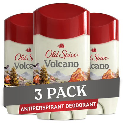 Old Spice Antiperspirant & Deodorant for Men, 24/7 Sweat & Odor Protection, 24/7 Freshness with Long Lasting Scent, Gentle on Skin, Dry Feel, Volcano with Charcoal Scent, 2.6 oz (Pack of 3)