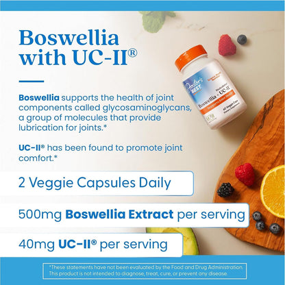 Doctor's Best Boswellia + UC-II Supplement, for Men & Women, 60 Veg Caps