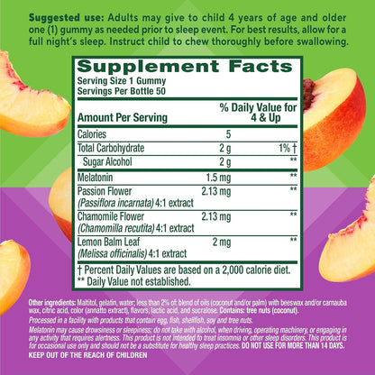 Vitafusion Kids Melatonin Gummy | Sugar Free | 1.5 mg | 50 Gummies