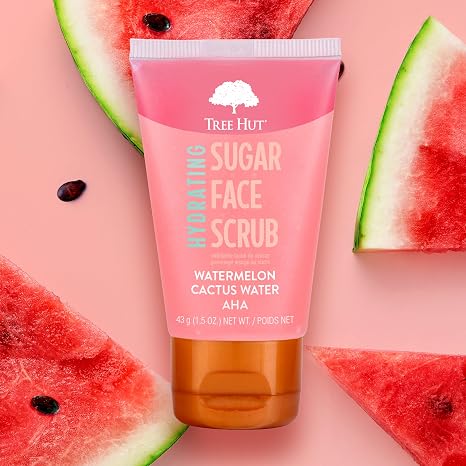 Tree Hut Mini Watermelon & Cactus Hydrating Face Scrub, Deep Cleans Pores to Remove Dead Skin & Impurities, Travel Size, 3.4 fl oz. (Pack of 2)