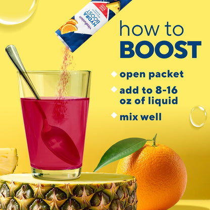 Vitafusion Hydraboost Drink Powder Packets, Electrolytes Support Daily Hydration, Vitamins Support Cellular Energy & Immune Health, Prebiotic Fiber Supports Gut Health, Fruit Burst, 15 Sticks