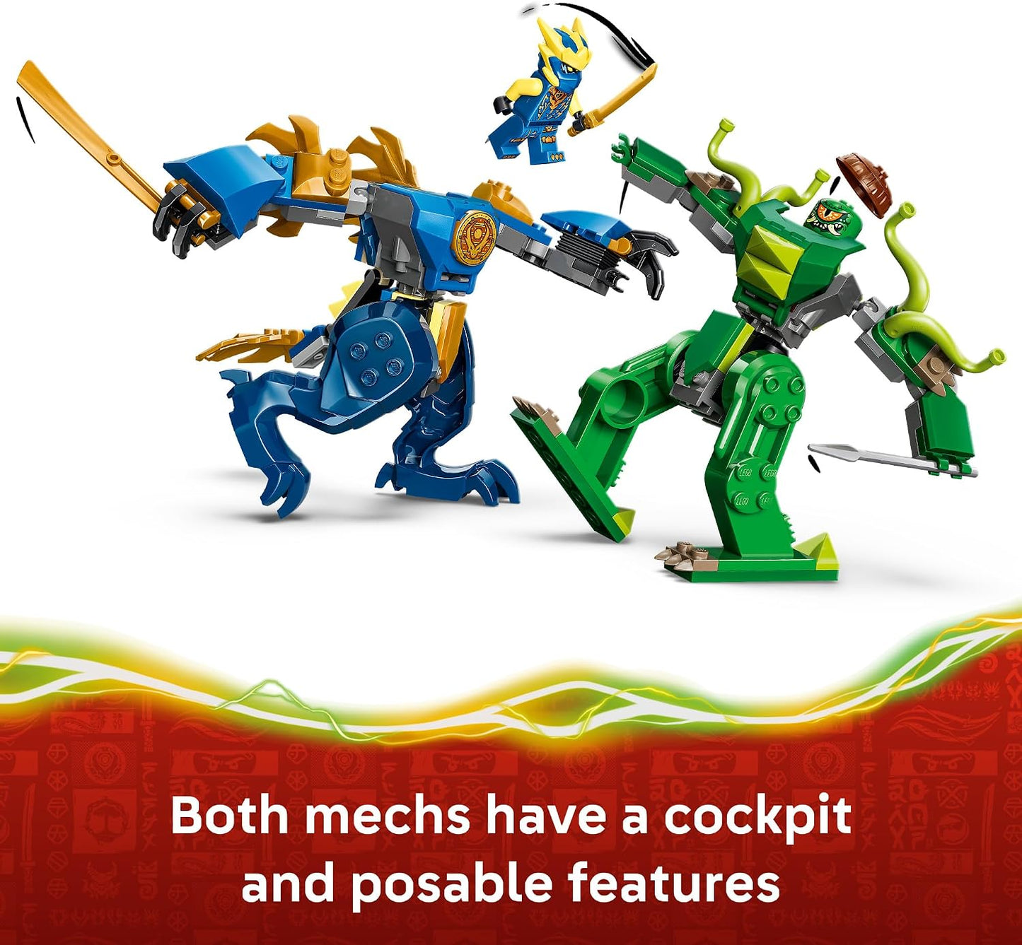 LEGO NINJAGO Jay's Dragon Mech Fight Building Toy - Pretend Play Set for Boys & Girls, Ages 4+ - Includes 2 Minifigures - Gifts for Birthdays - 71853