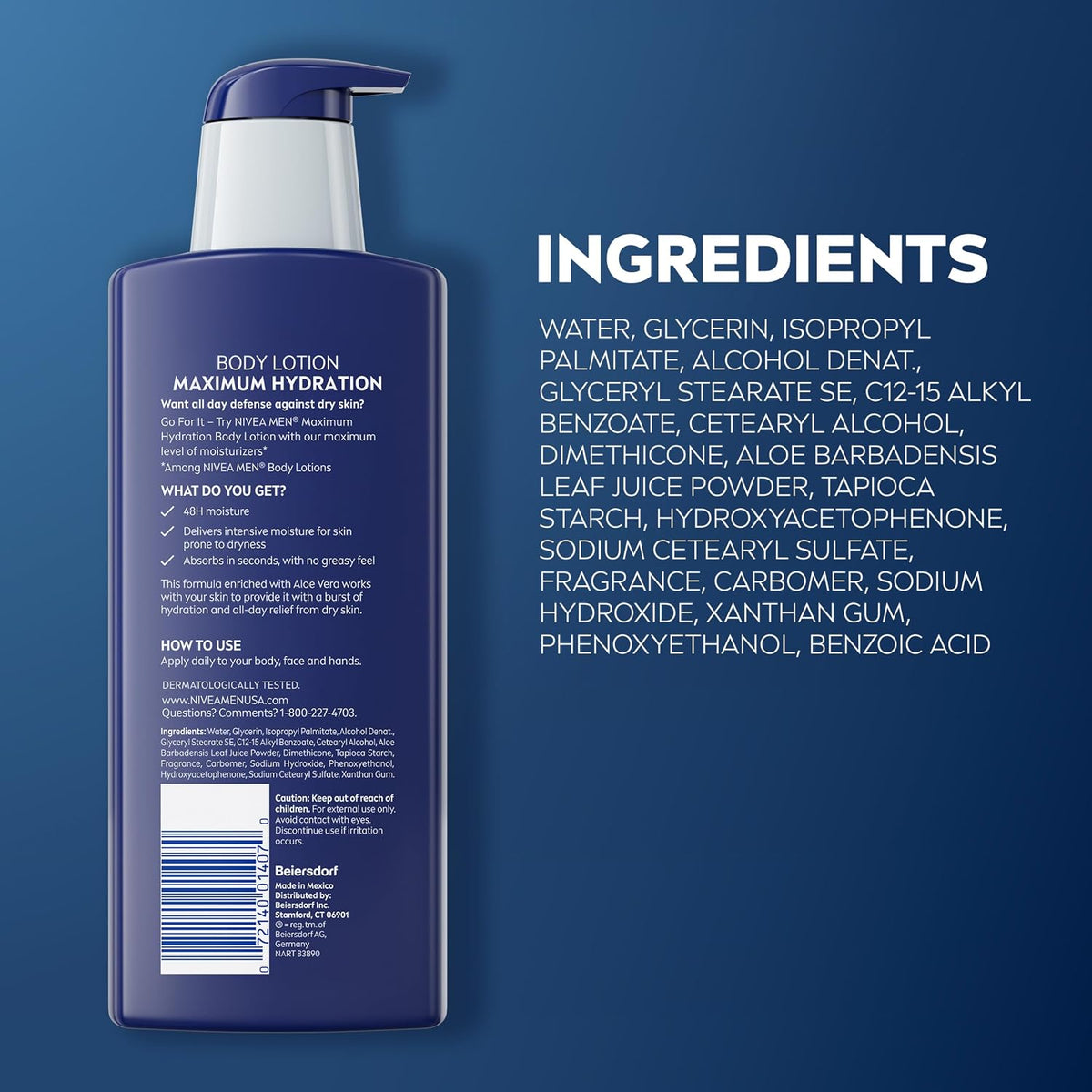 NIVEA MEN Maximum Hydration Body Lotion, Value Pack, 2 x 16.9 FL OZ