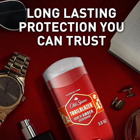 Old Spice Aluminum Free Deodorant for Men, 24/7 Odor Protection, 24/7 Freshness & Lasting Scent, Trailblazer with Amber Scent, 3.0 oz (Pack of 3)