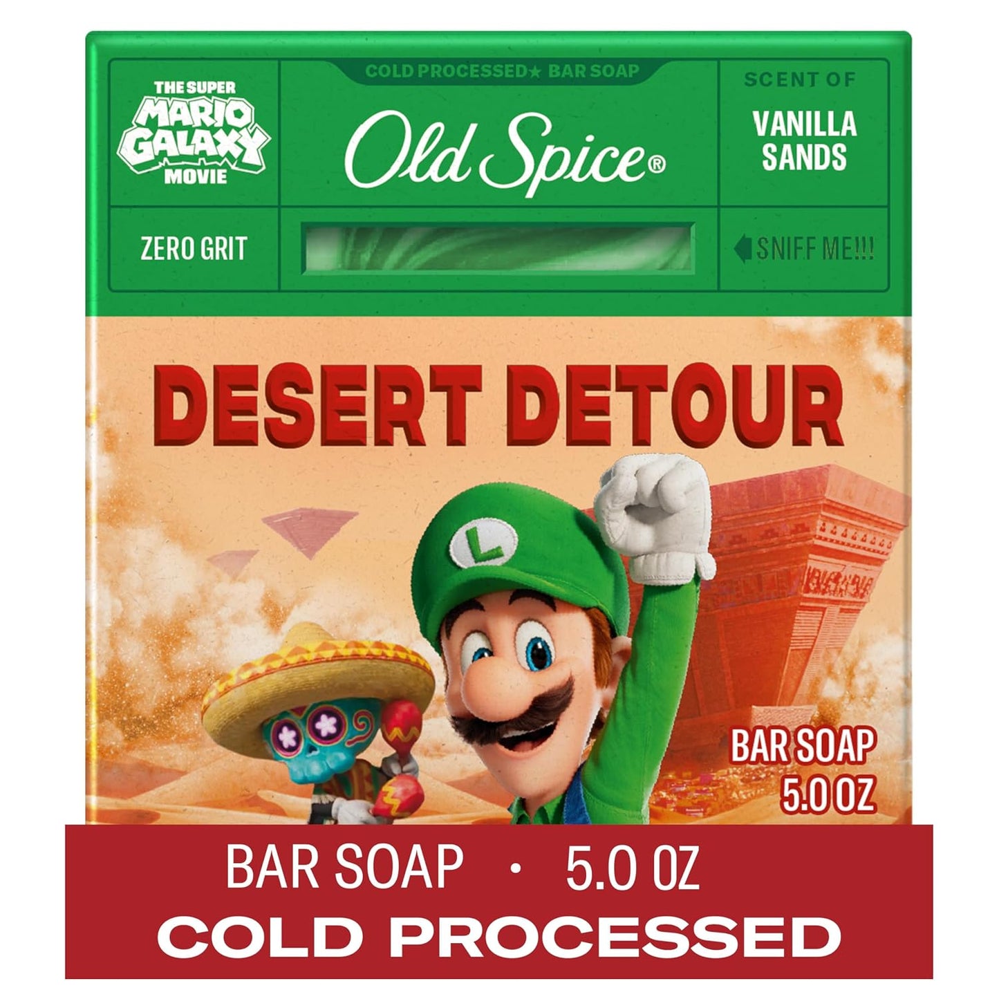 Old Spice Bar Soap for Men, x The Super Mario Galaxy Movie, Cold Pressed with Grit, Made with Natural Oils & Plant Based Cleanser, Vanilla Sands with Warm Vanilla & Cream Scent, 5.0 oz