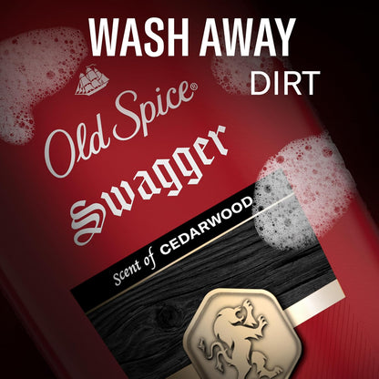 Old Spice Body Wash for Men, 24/7 Shower Fresh with Long Lasting Scent, Refreshing 3X Defense, Red Collection, Swagger with Cedarwood Scent, 33.4 oz (Pack of 4)