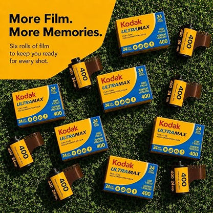 Kodak GC/UltraMax 400 35mm Color Negative Film (6-Pack) – 24 Exposures per Roll, ISO 400, Daylight-Balanced Print Film + TSC Microfiber Cloth
