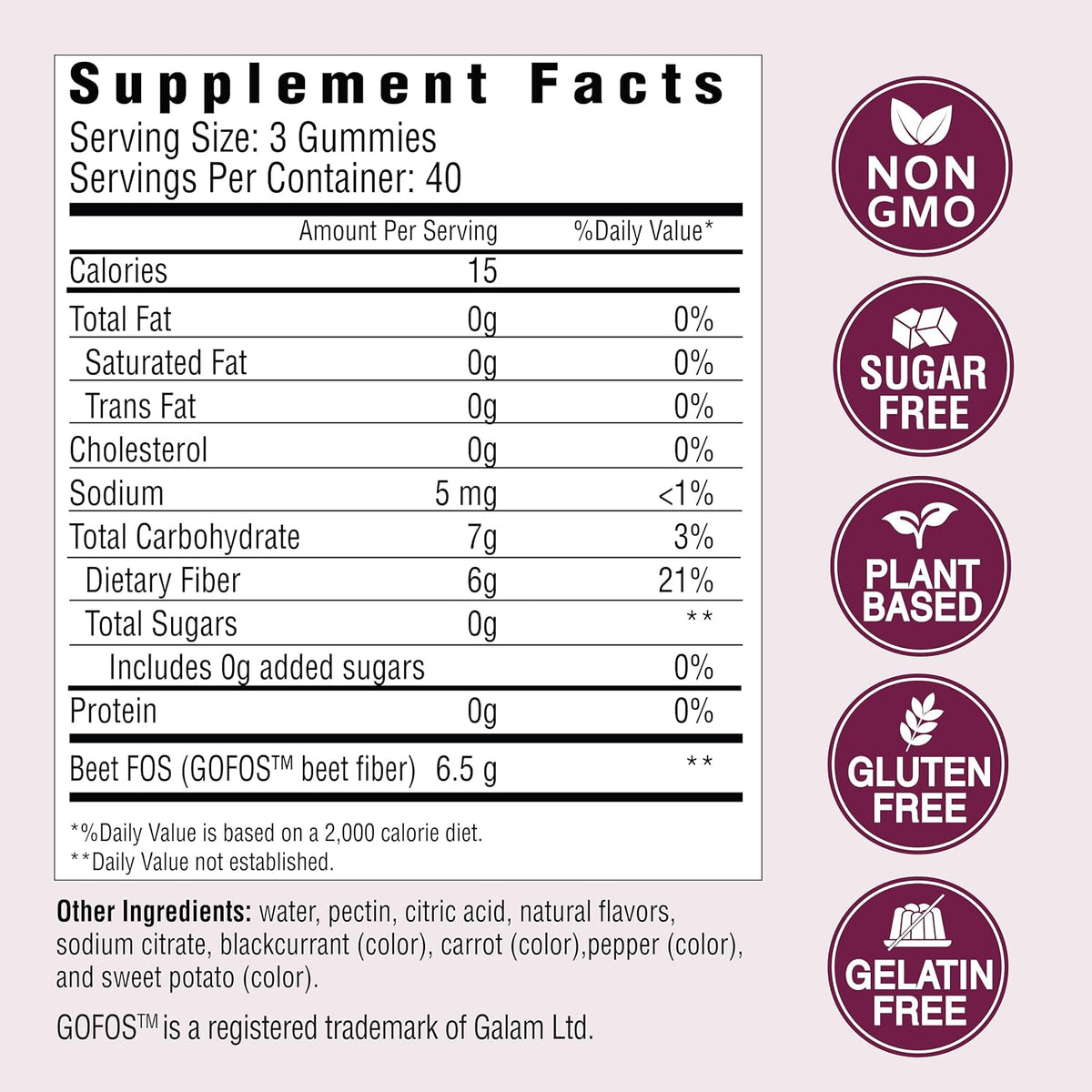 Country Farms Fiber Care Prebiotic Gummies, 6g of Fiber Per Serving, FOS from Beets, Digestive Health, Supports Regularity, Mixed Fruit Flavor