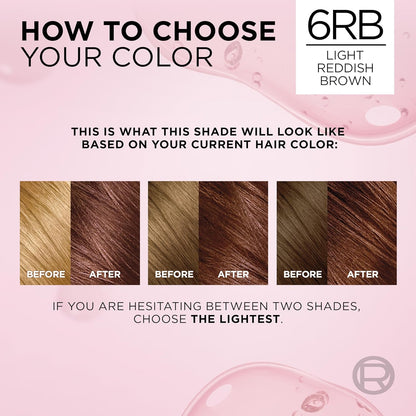 L'Oreal Paris Excellence Crème Permanent Hair Dye, Triple Care Hair Color with Hyaluronic Acid for 100% Gray Coverage, 6RB Light Reddish Brown, 1 Kit (Packaging May Vary)