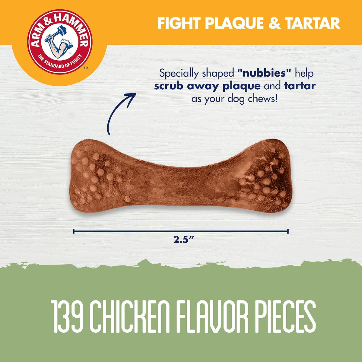 Arm & Hammer, Dog Dental Chews, Nubbies, Chicken Flavor, 139 Ct, 6-Pack