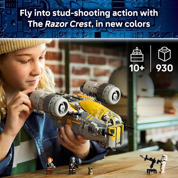 LEGO Star Wars: The Mandalorian and Grogu The Razor Crest Building Toy - Build and Display Set for Boys & Girls, Ages 10+ - Star Wars Gifts for Birthdays & Fans - 75447
