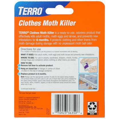 TERRO Clothes Moth Killer, 3-Pack, Kills Adult Moths, Larvae & Eggs