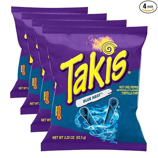 Takis, Tortilla Chips Blue Heat Extreme, 3.25 Ounce (Pack of 4)
