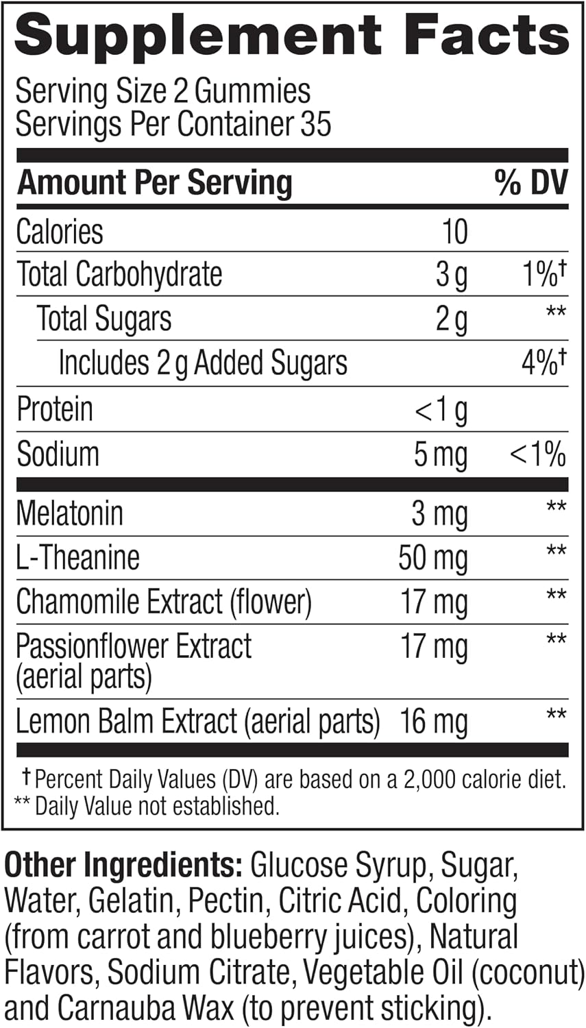 OLLY Sleep Support Gummy Supplement,* 3 mg Melatonin, L-Theanine - 70 Count