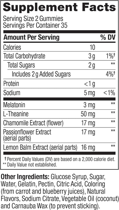 OLLY Sleep Support Gummy Supplement,* 3 mg Melatonin, L-Theanine - 70 Count