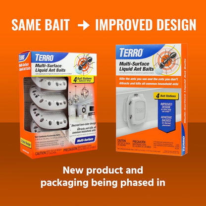 TERRO Multi-Surface Liquid Ant Baits, 4-Pack, Indoor Bait Stations for Home