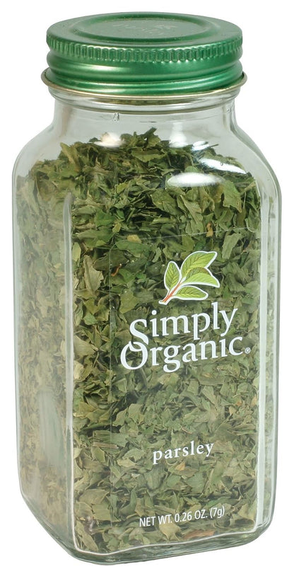 Simply Organic Parsley Flakes, 0.26-Ounce Jar, Fresh, Green-Leafy Taste, Vibrant Color Italian Parsley, Kosher, Organic (Pack of 2)