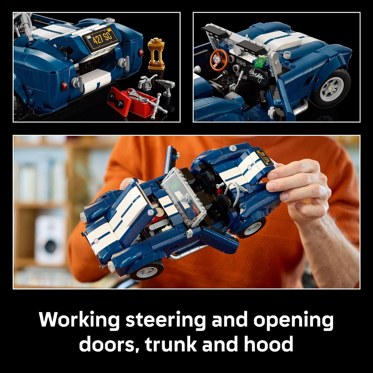 LEGO Icons Shelby Cobra 427 S/C Car Building Set for Adults - Bedroom, Office, or Book Shelf Decor for Sports Car Fans, Ages 18+ - Gift Idea for Birthdays - 10357