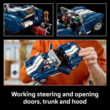 LEGO Icons Shelby Cobra 427 S/C Car Building Set for Adults - Bedroom, Office, or Book Shelf Decor for Sports Car Fans, Ages 18+ - Gift Idea for Birthdays - 10357