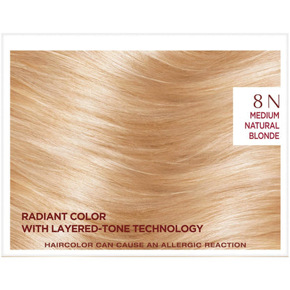 L'Oreal Paris Excellence Age Perfect Layered Tone Flattering Color, 8N Medium Natural Blonde Set (Packaging May Vary)