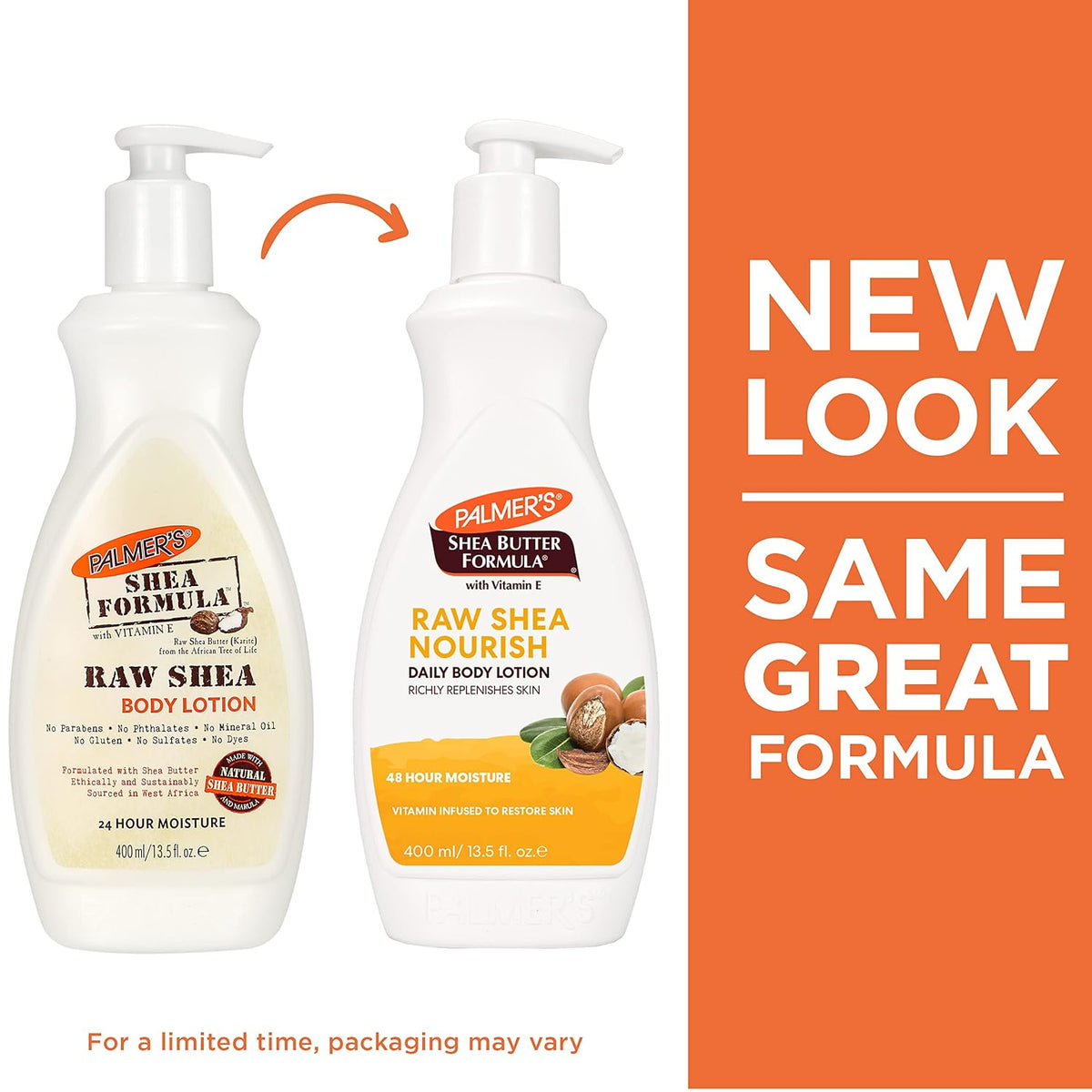 Palmer's Shea Formula Raw Shea Body Lotion, Pump, 13.5 Fl Oz (Pack of 2) - Packaging May Vary