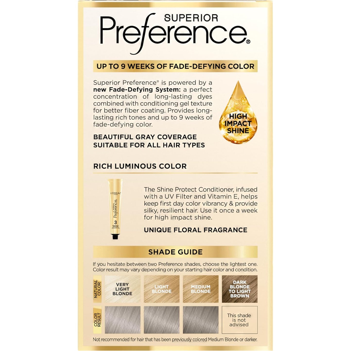 L'Oreal Paris Superior Preference Luminous Fade-Defying Permanent Hair Color, Hair Dye For Up to 9 Weeks of Radiance, Light Silver Blonde 8S, 1 Hair Dye Kit