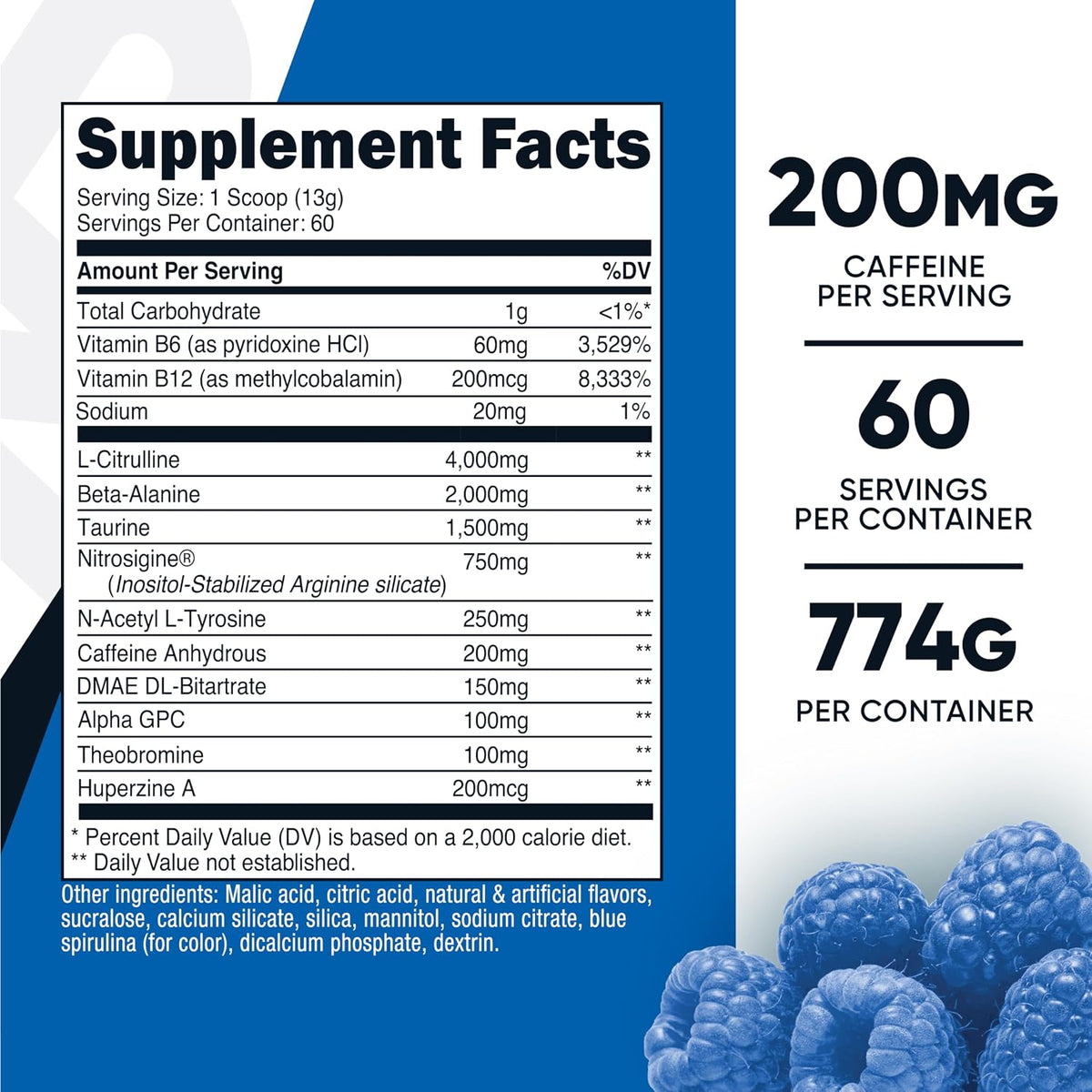 Nutricost Pre-Workout Complex Powder (Blue Raspberry) 60 Servings