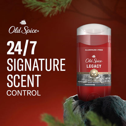 Old Spice Aluminum Free Deodorant for Men, 24/7 Odor Protection, 24/7 Signature Scent & Lasting Freshness, Goes on Clean, Legacy with Coconut, Pine & Cedar Scent, 3.0 oz