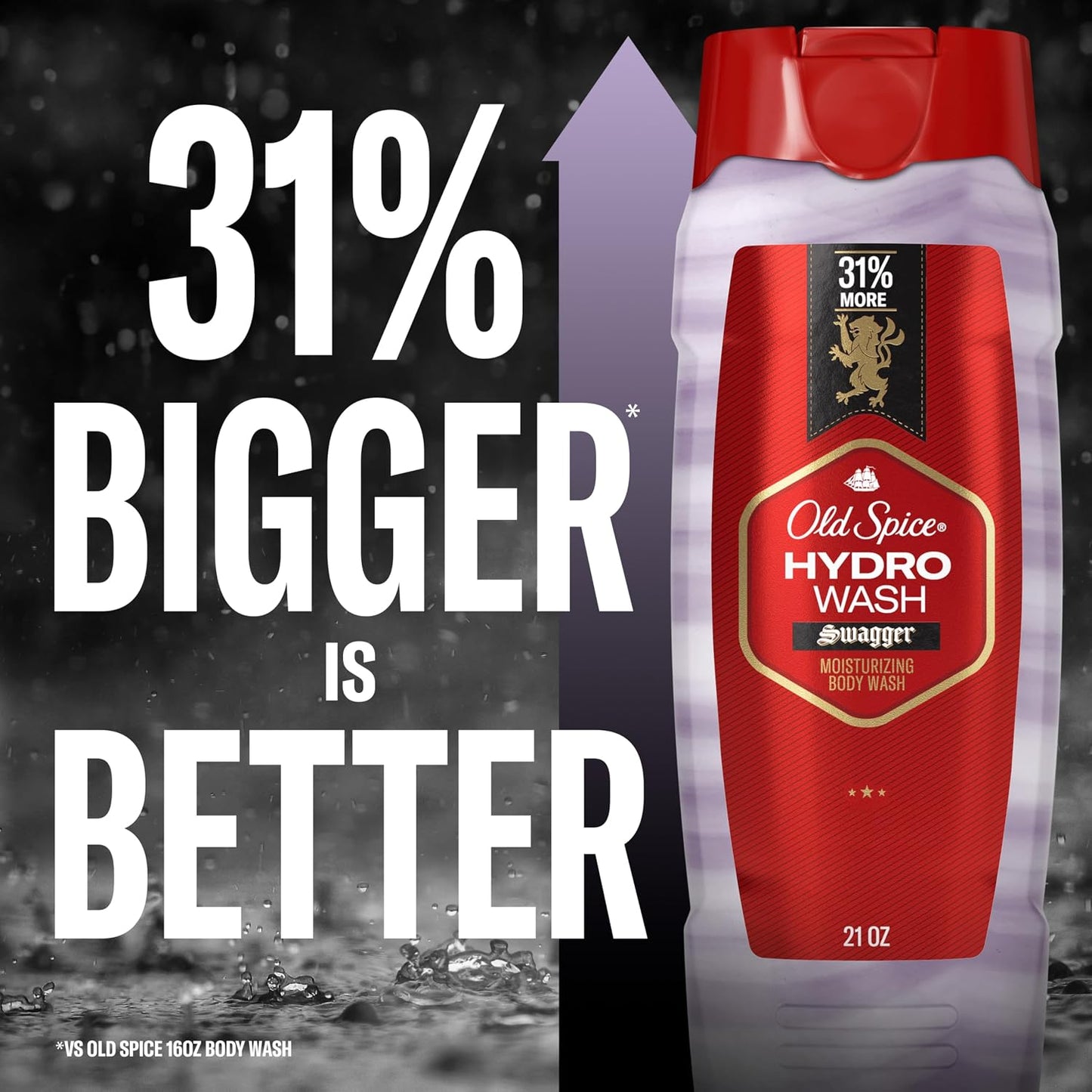 Old Spice Moisturizing Body Wash for Men, Hydro Wash, 2-in-1 Long Lasting Scent & Deep Hydration, 24/7 Shower Fresh, Swagger Scent, 21 oz,2 Count (Pack of 2)