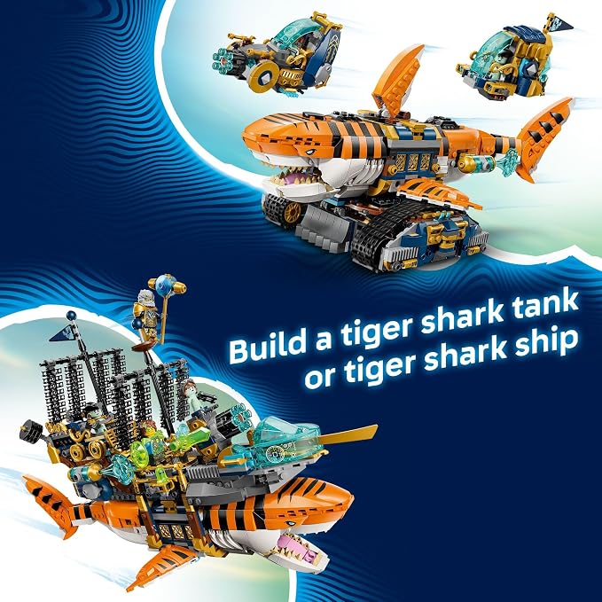 LEGO DREAMZzz Tiger Shark Tank Building Toy for Boys & Girls - Ages 9+ - Pretend Play Set for Kids, Ages 9+, W/2 Build Options - Includes 5 Minifigures - Gift Idea for Birthdays - 71515