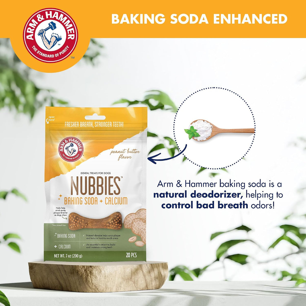 Arm & Hammer Nubbies Dental Treats for Dogs, Peanut Butter, 20 Count
